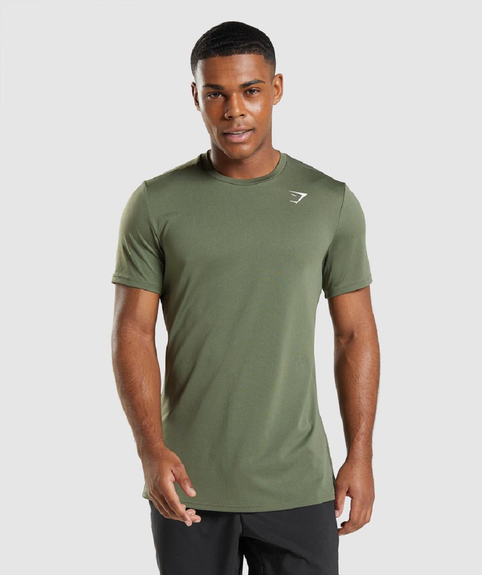 T Shirts Męskie Gymshark Arrival Oliwkowe | PL 3817OKI